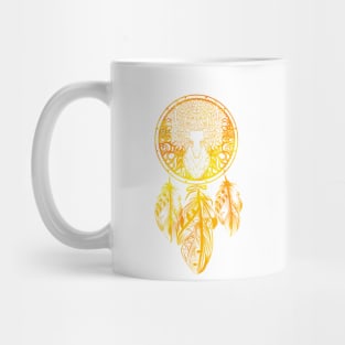 Deer Revealed in Dream Catcher, Orange Fire Mug